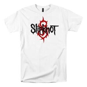 White Slipknot Band T-Shirt With Red